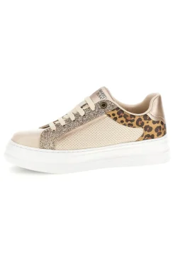 Sneakers beige con dettagli animalier e glitterati Mariella Burani 52120C1451