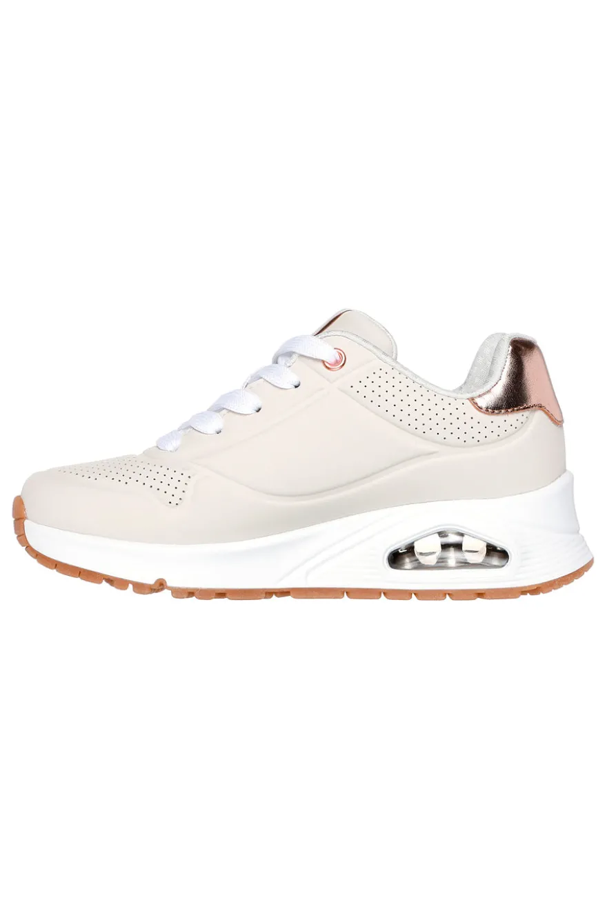 Sneakers beige con dettagli rose gold e suola Air Skechers Uno Gen1 Shimmer Away
