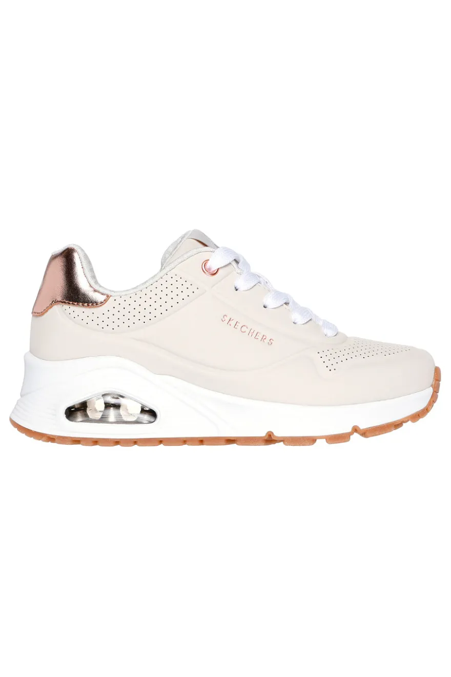 Sneakers beige con dettagli rose gold e suola Air Skechers Uno Gen1 Shimmer Away