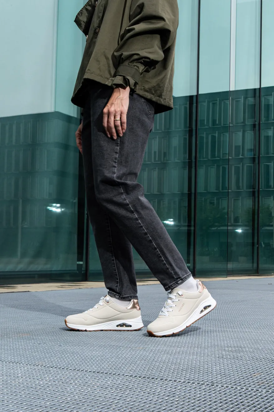 Sneakers beige con dettagli rose gold e suola Air Skechers Uno Gen1 Shimmer Away