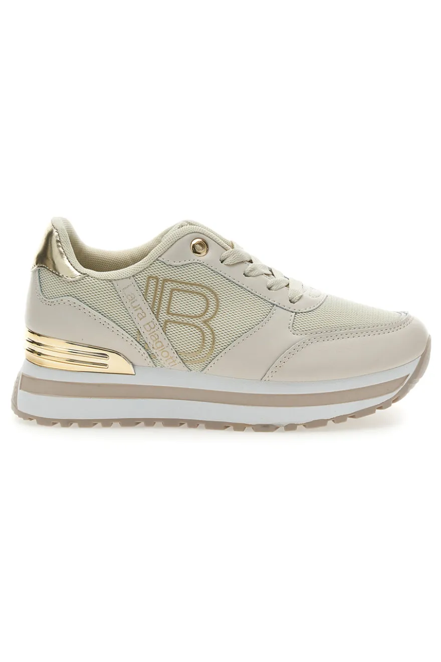 Sneakers Beige con Dettagli Dorati Laura Biagiotti 8915