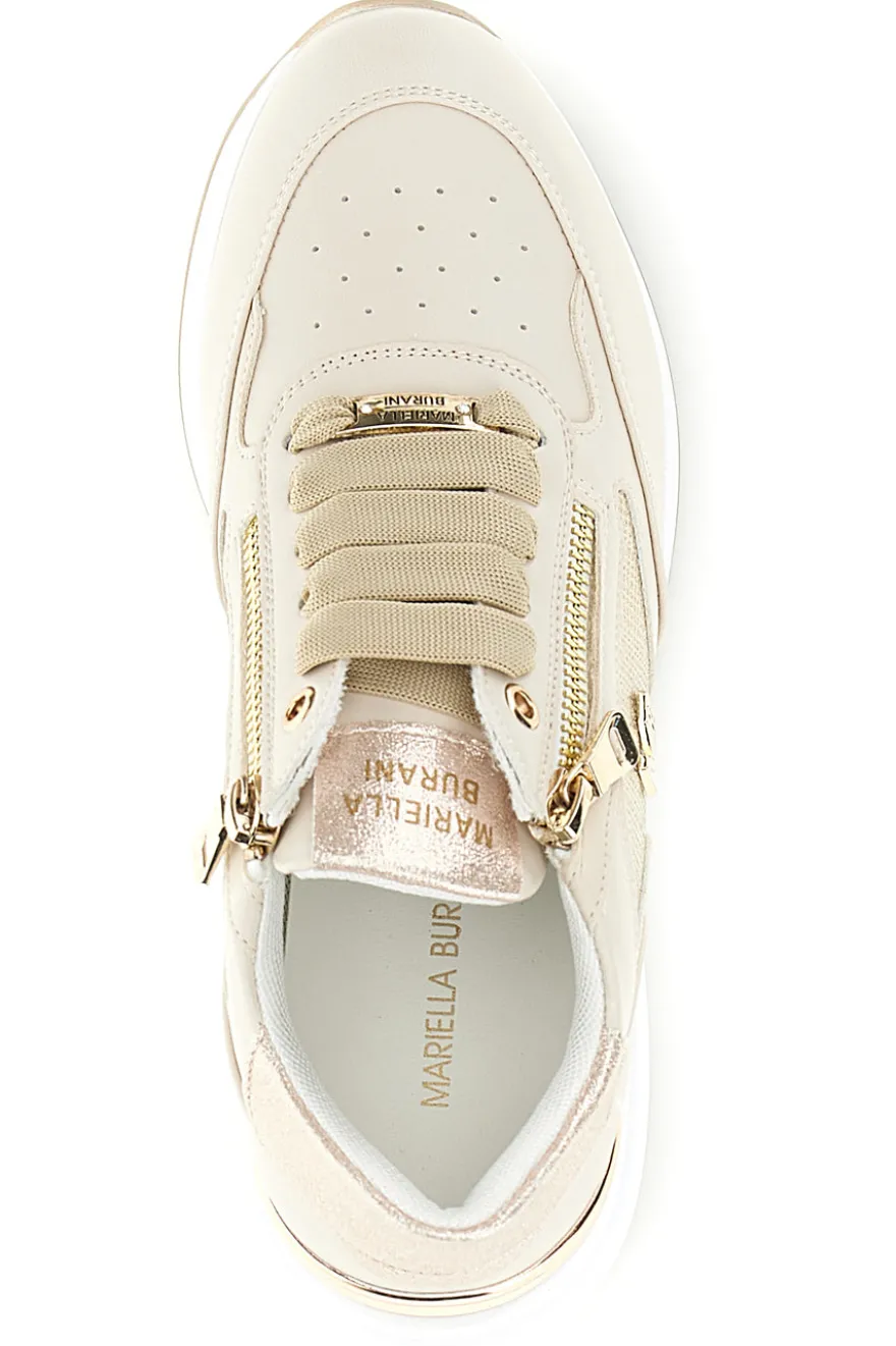 Sneakers beige con dettagli dorati Mariella Burani 52100C1440