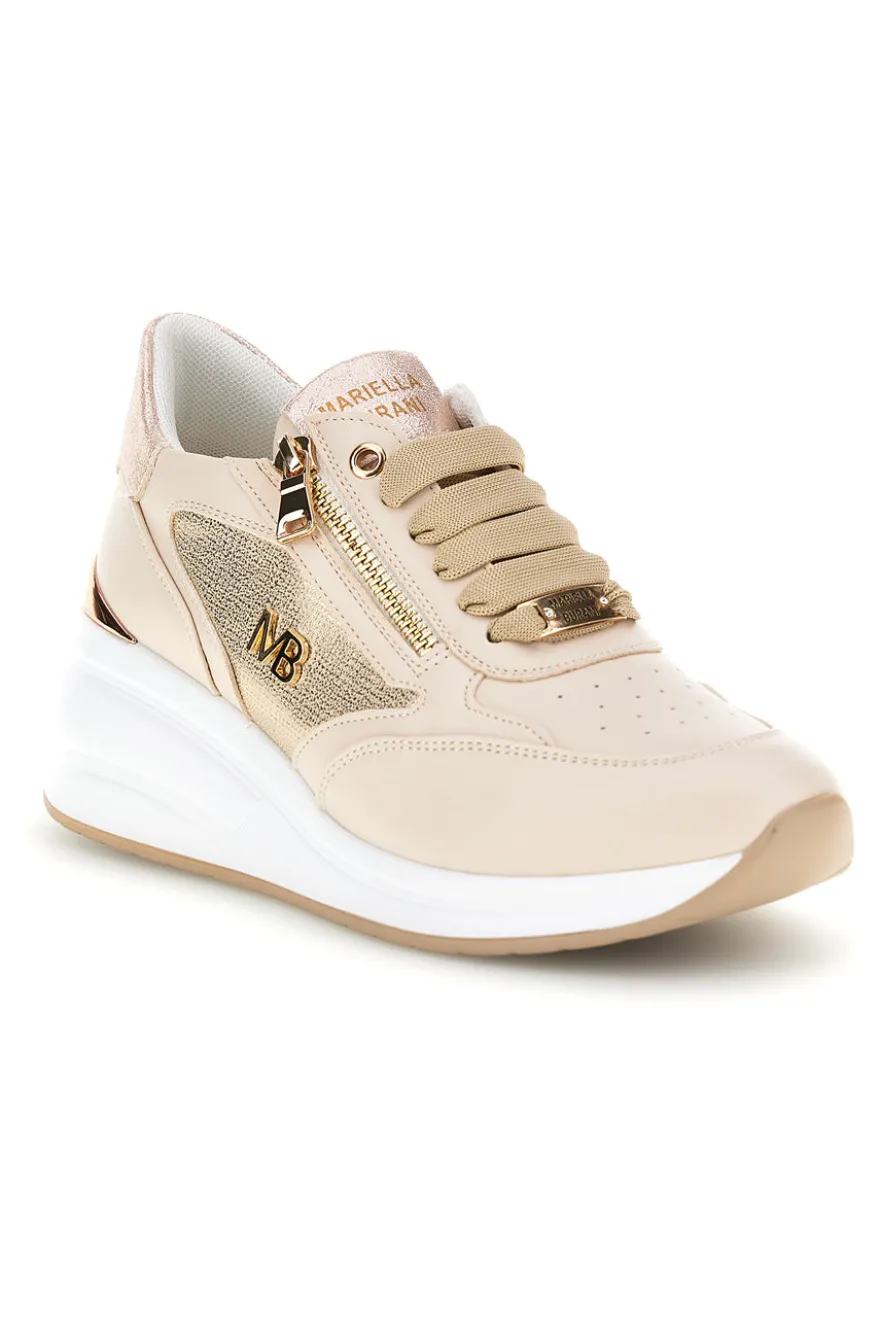 Sneakers beige con dettagli dorati Mariella Burani 52100C1440