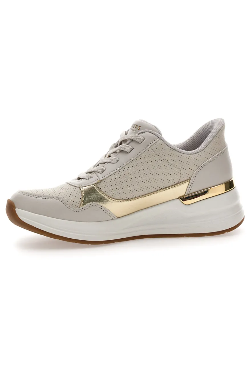 Sneakers beige con dettagli oro e soletta Memory Foam Skechers Billion 2 Top-Tier