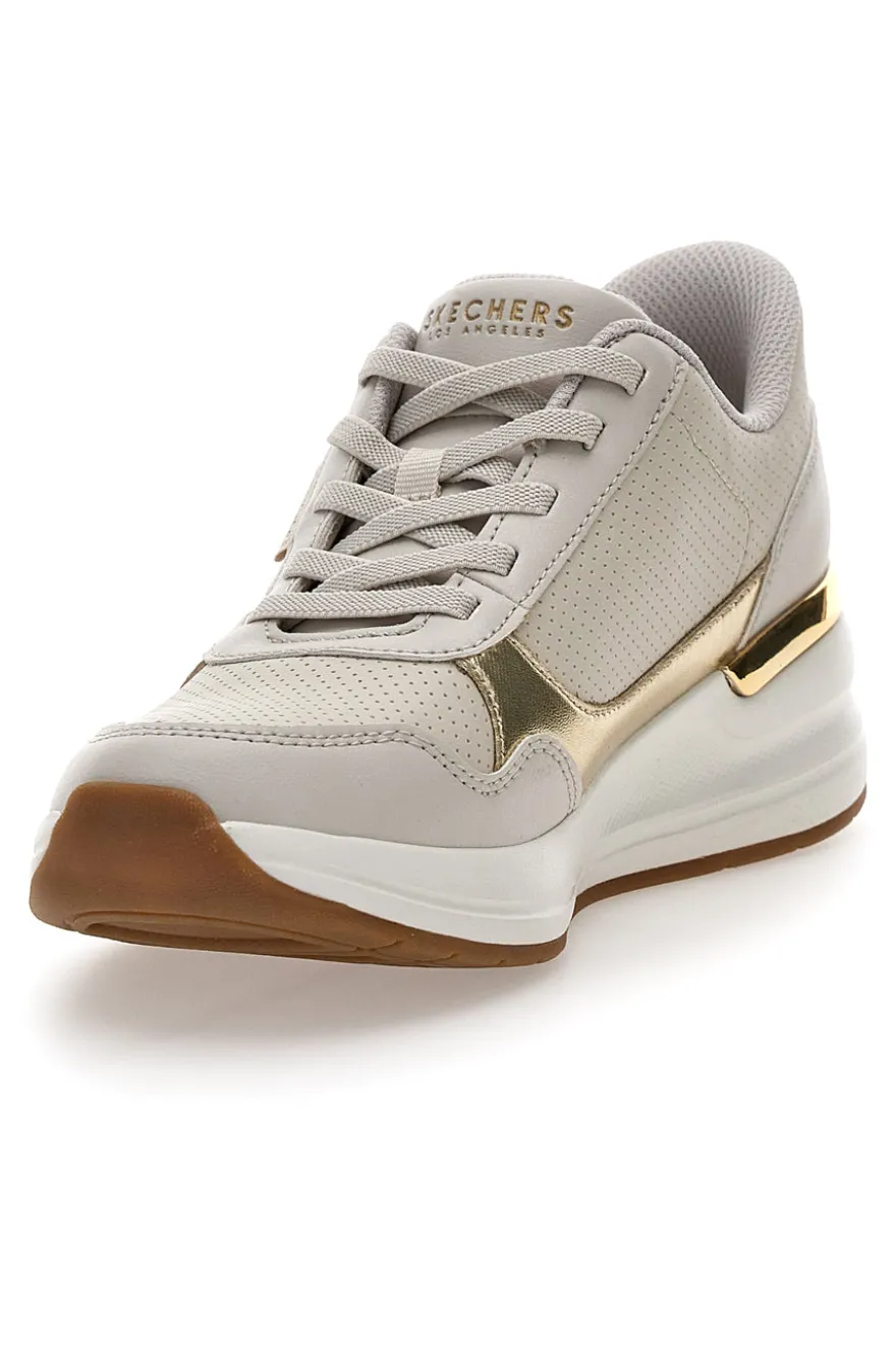 Sneakers beige con dettagli oro e soletta Memory Foam Skechers Billion 2 Top-Tier