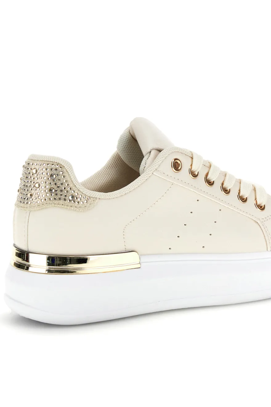 Sneakers beige con dettagli oro Cafè Cost 45JH07267