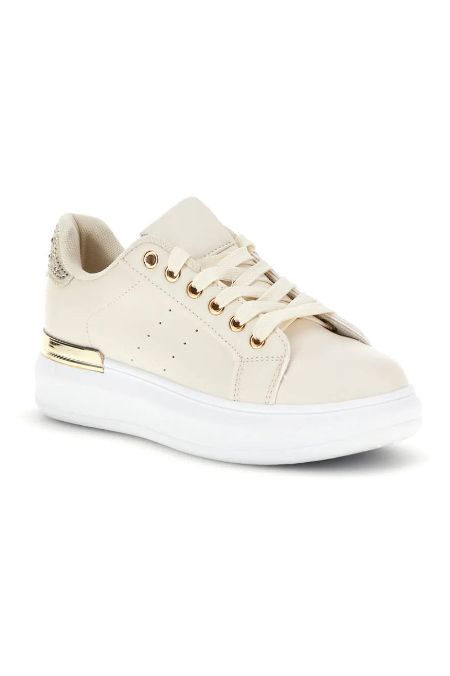 Sneakers beige con dettagli oro Cafè Cost 45JH07267