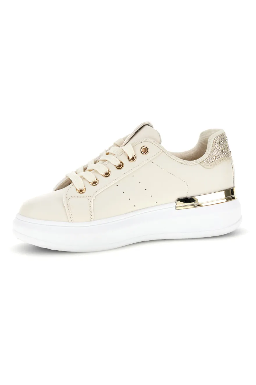 Sneakers beige con dettagli oro Cafè Cost 45JH07267