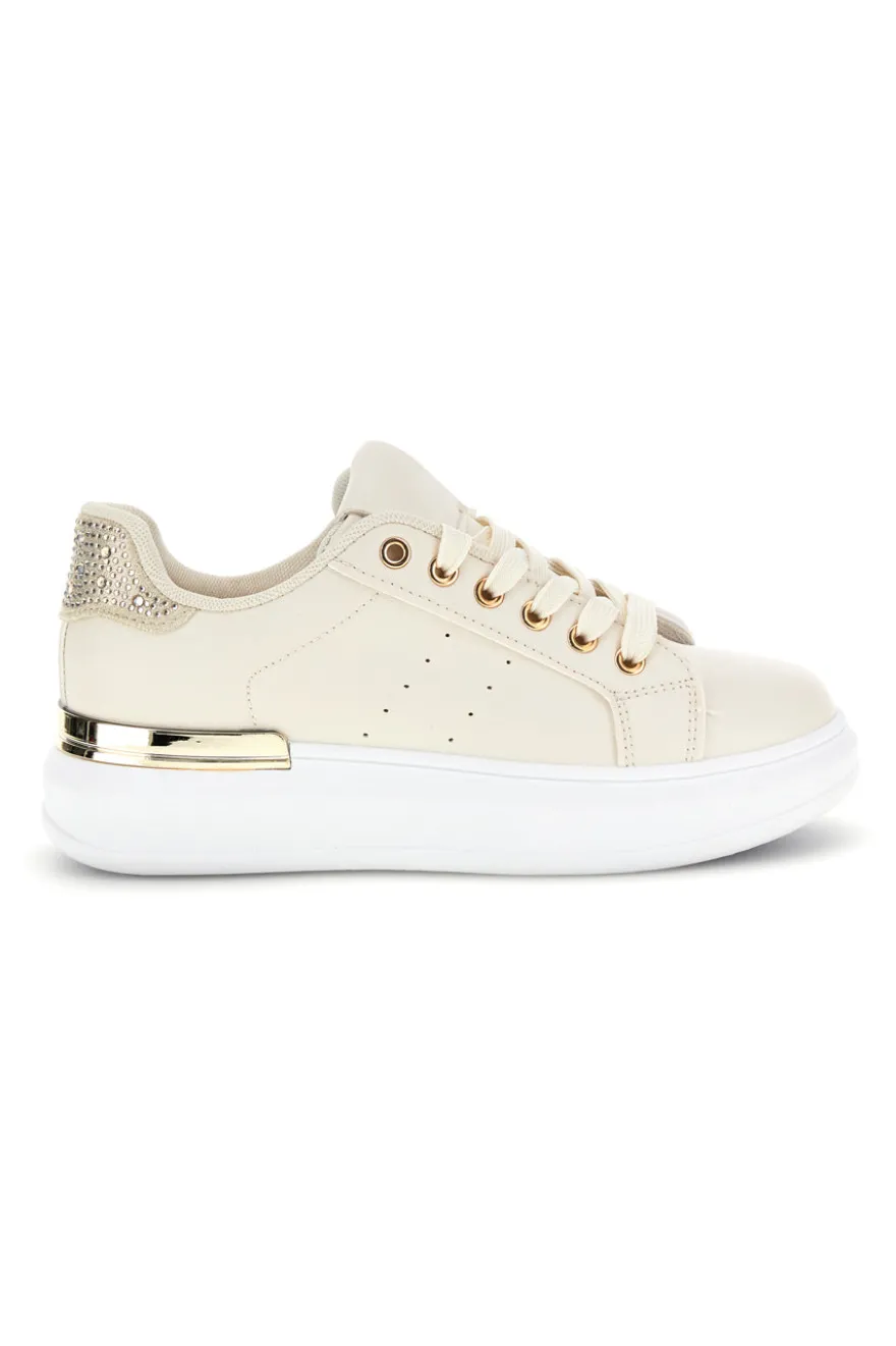 Sneakers beige con dettagli oro Cafè Cost 45JH07267