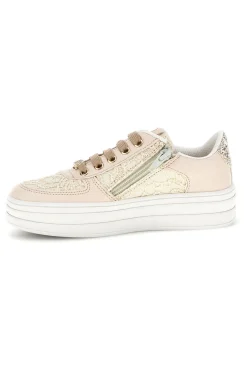 Sneakers beige con fiori e suola platform Laura Biagiotti L9952C9761