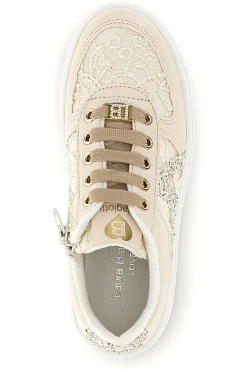 Sneakers beige con fiori e suola platform Laura Biagiotti L9952C9761