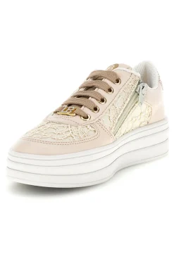 Sneakers beige con fiori e suola platform Laura Biagiotti L9952C9761