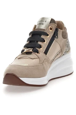 Sneakers beige con glitter e zip laterale Mariella Burani 51751C1104