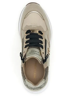 Sneakers beige con glitter e zip laterale Mariella Burani 51751C1104