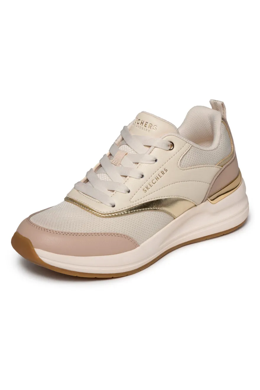 Sneakers beige con inserti gold e Memory Foam Skechers Billion 2 Monroe