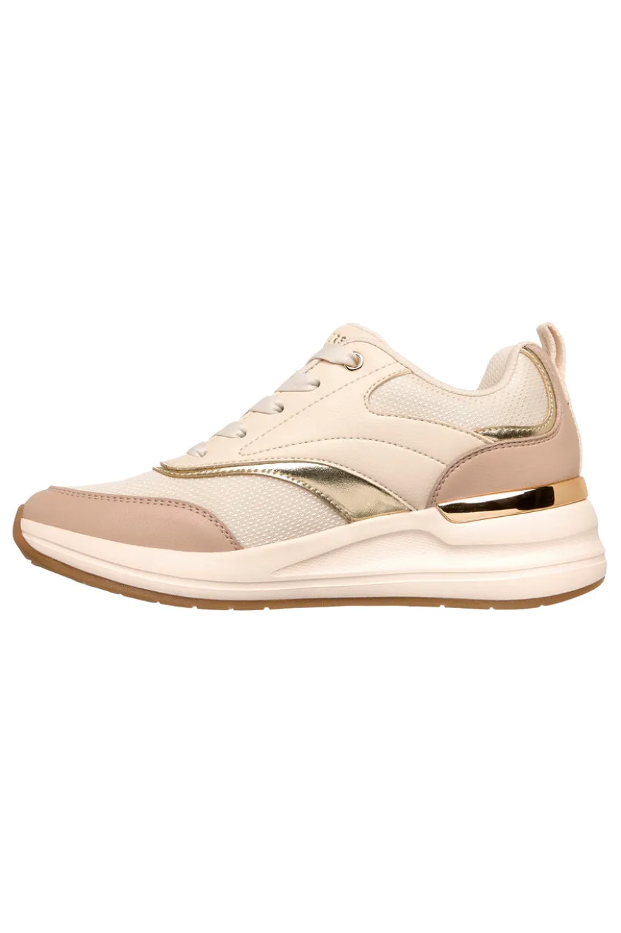 Sneakers beige con inserti gold e Memory Foam Skechers Billion 2 Monroe
