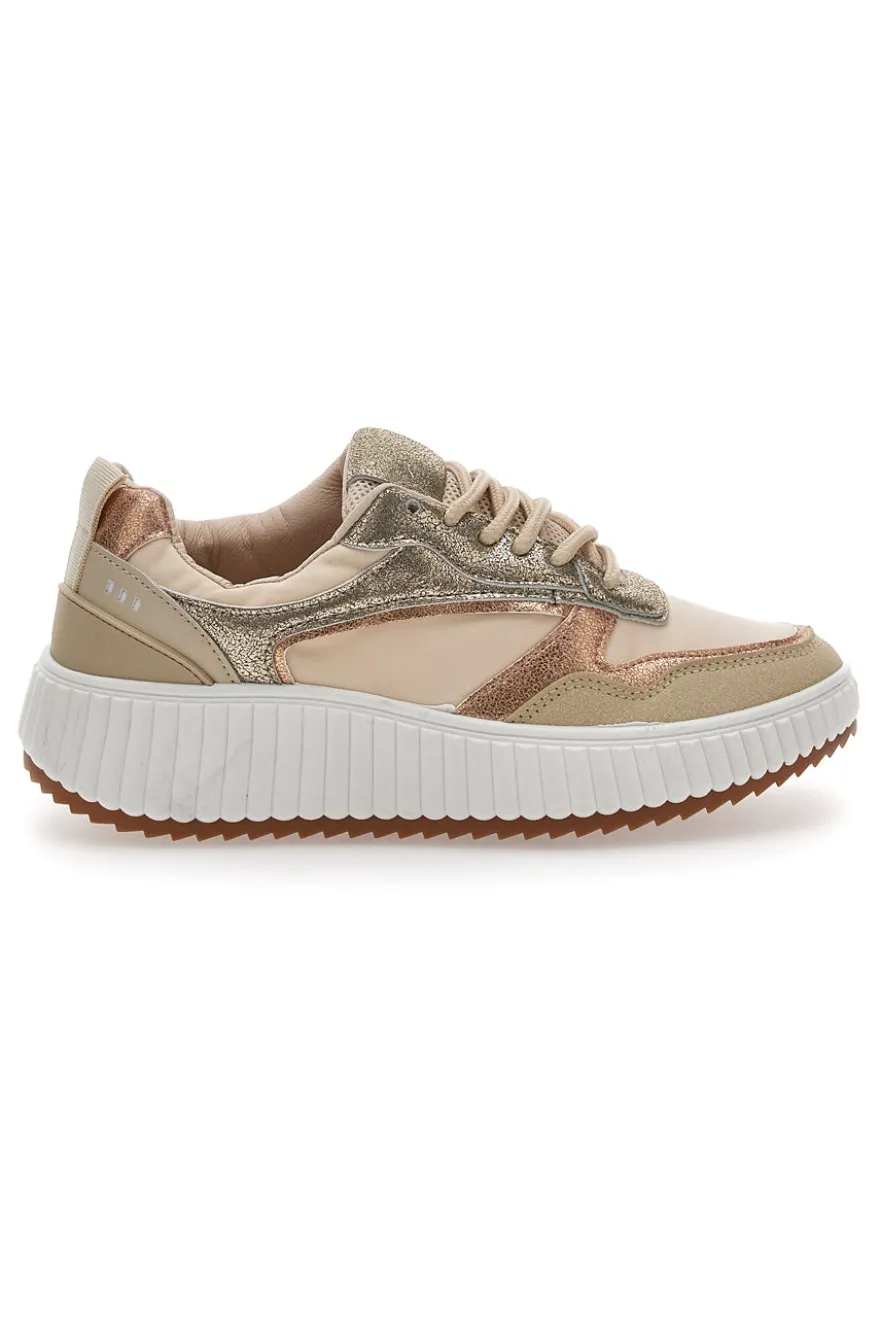 Sneakers Beige con Inserti Metallizzati First Lady 012 da Donna