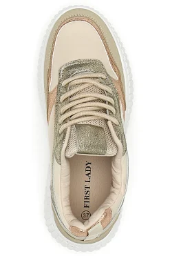 Sneakers Beige con Inserti Metallizzati First Lady 012 da Donna