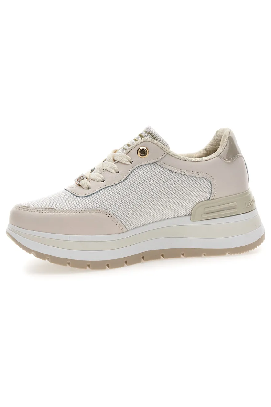Sneakers beige con inserti glitterati Laura Biagiotti 9235