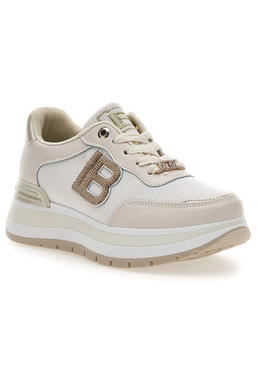 Sneakers beige con inserti glitterati Laura Biagiotti 9235
