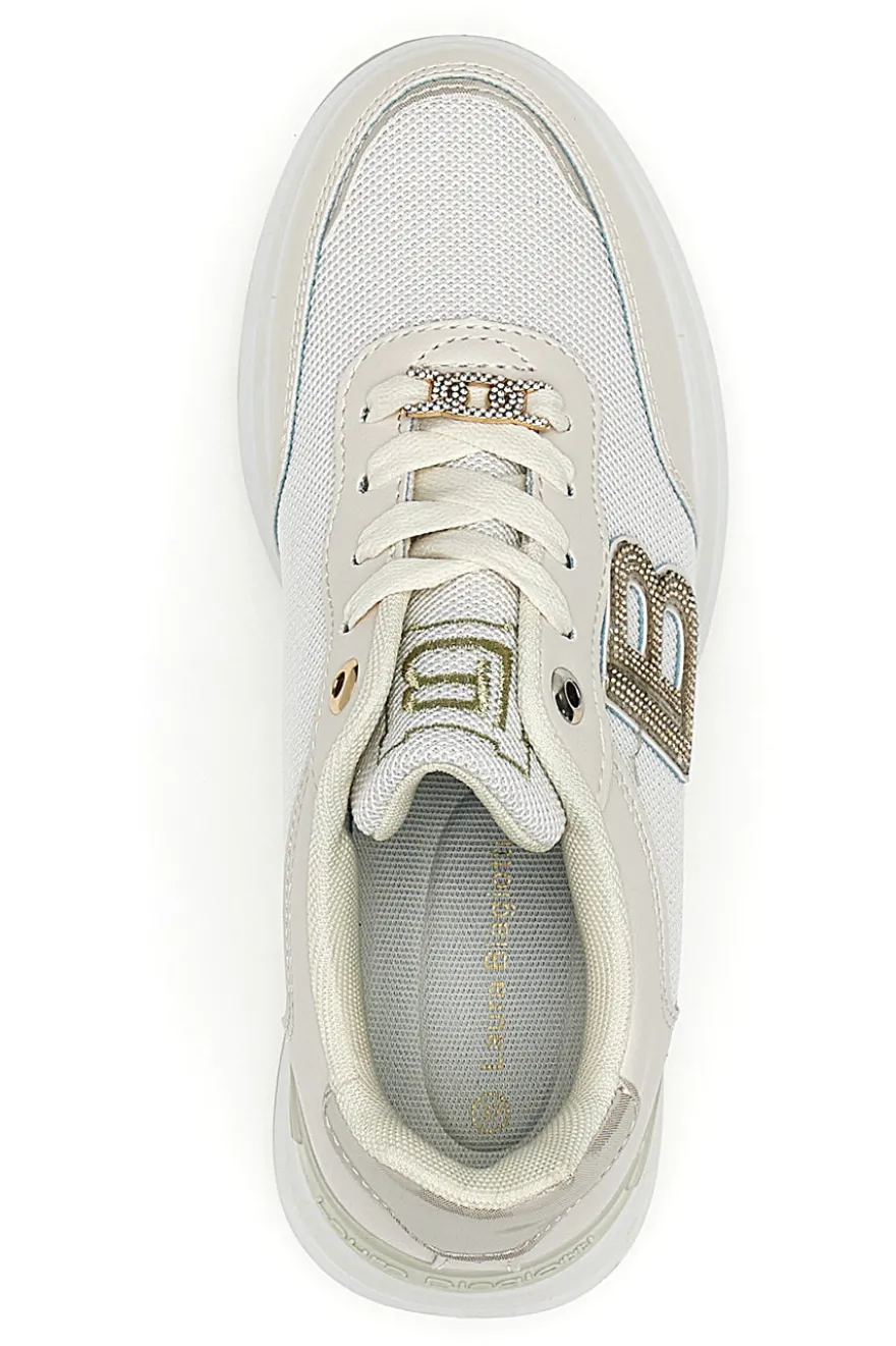 Sneakers beige con inserti glitterati Laura Biagiotti 9235