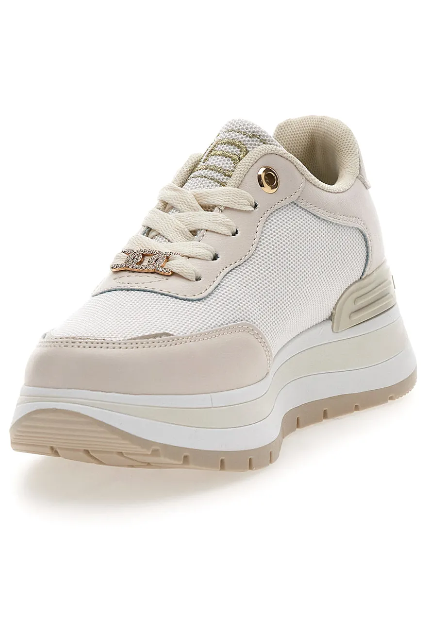 Sneakers beige con inserti glitterati Laura Biagiotti 9235
