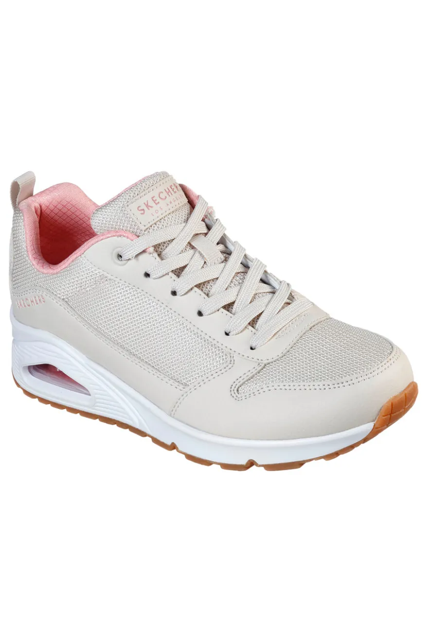 Sneakers beige con inserti in mesh e cuscinetto ad aria Skechers UNO Inside Matters