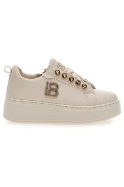 Sneakers beige con logo laterale e fondo alto Laura Biagiotti 9618