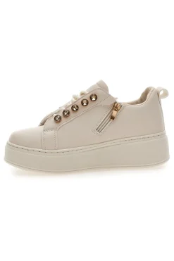 Sneakers beige con logo laterale e fondo alto Laura Biagiotti 9618