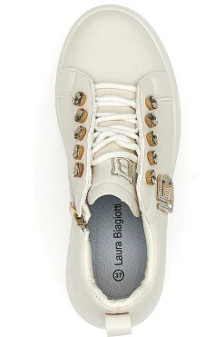 Sneakers beige con logo laterale e fondo alto Laura Biagiotti 9618