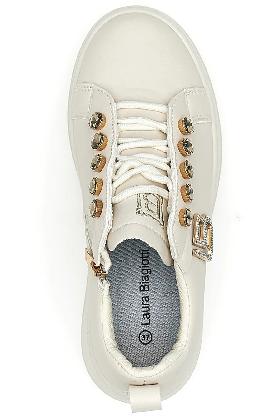 Sneakers beige con logo laterale e fondo alto Laura Biagiotti 9618