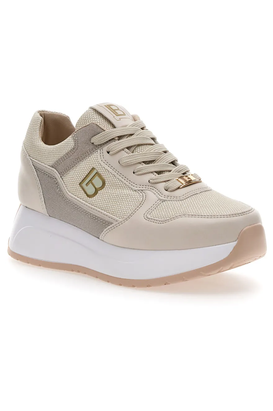 Sneakers Beige Con Platform Laura Biagiotti 8412