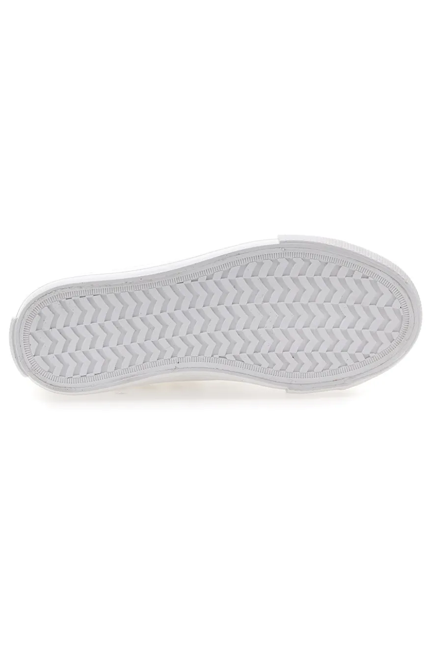 Sneakers Beige con Ricami a Fiori Bianchi GRAZIE GIRL 155727