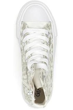 Sneakers Beige con Ricami a Fiori Bianchi GRAZIE GIRL 155727