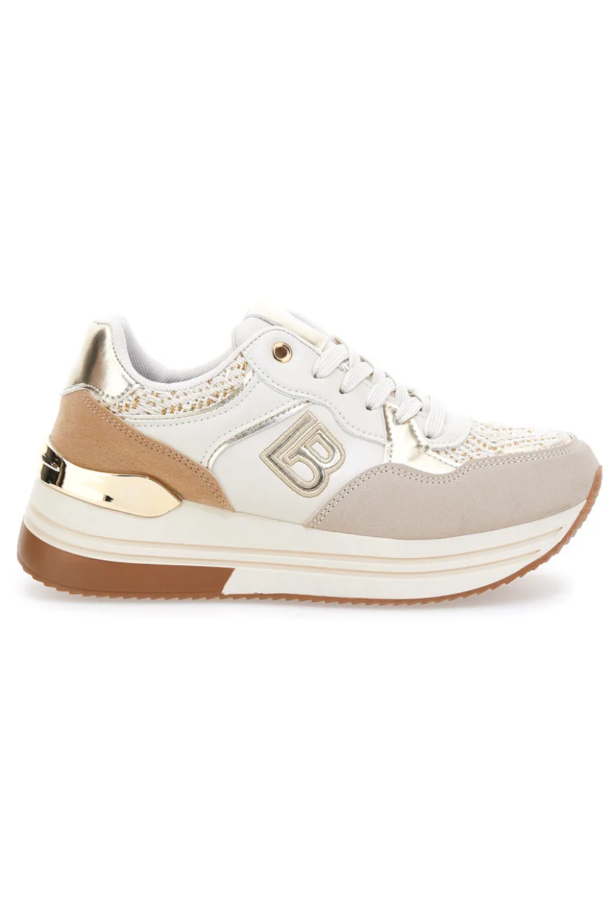 Sneakers beige con strass oro Laura Biagiotti 9640