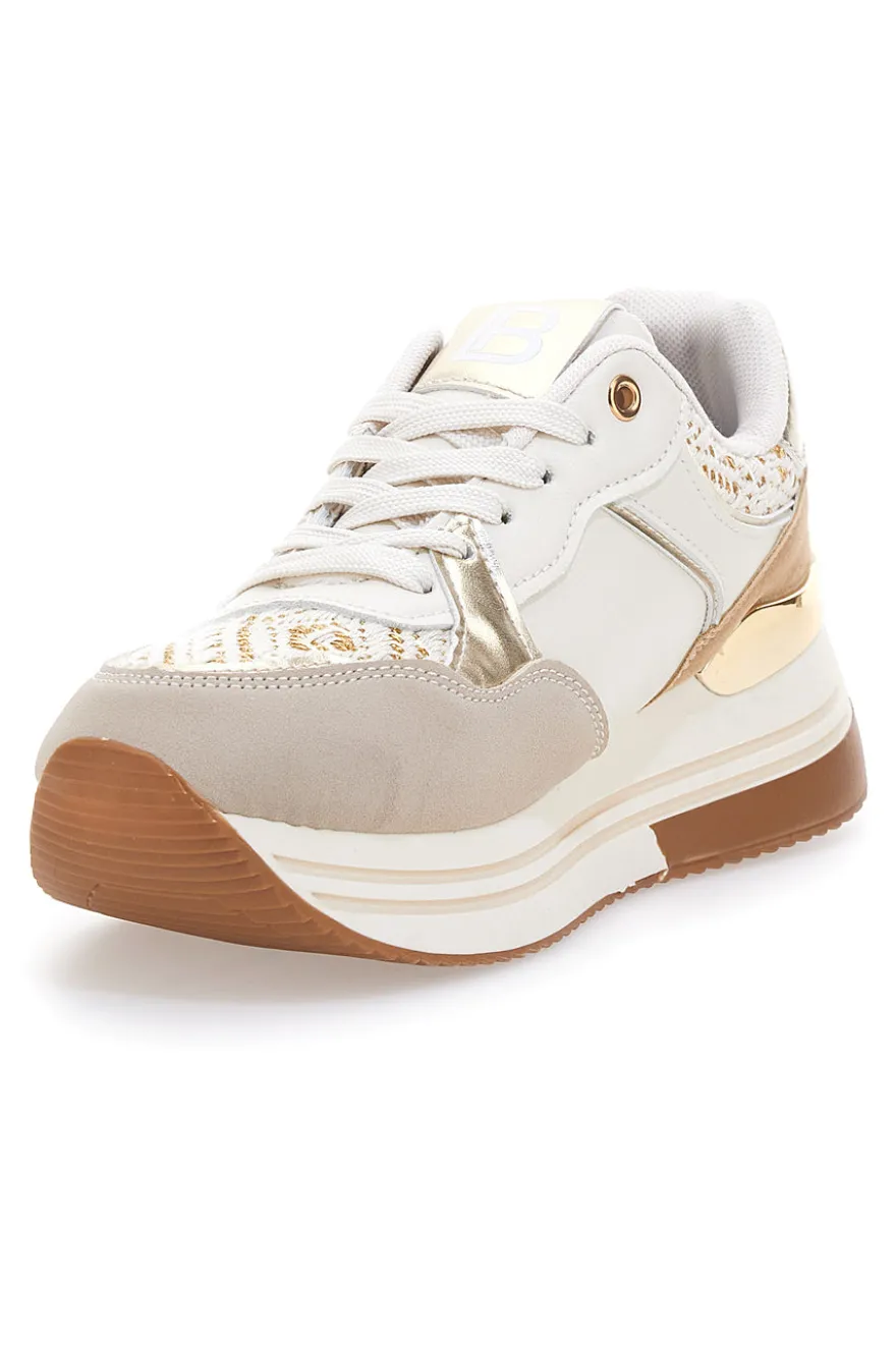 Sneakers beige con strass oro Laura Biagiotti 9640