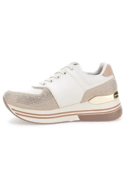 Sneakers beige con strass e inserti oro Laura biagiotti 9638