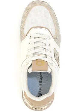 Sneakers beige con strass e inserti oro Laura biagiotti 9638