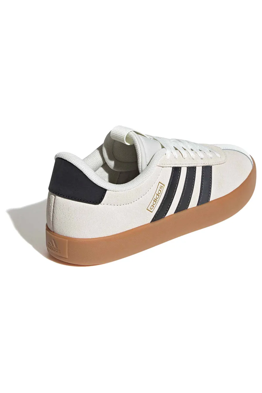 Sneakers beige con strisce nere e suola in gomma Adidas VL Court 3