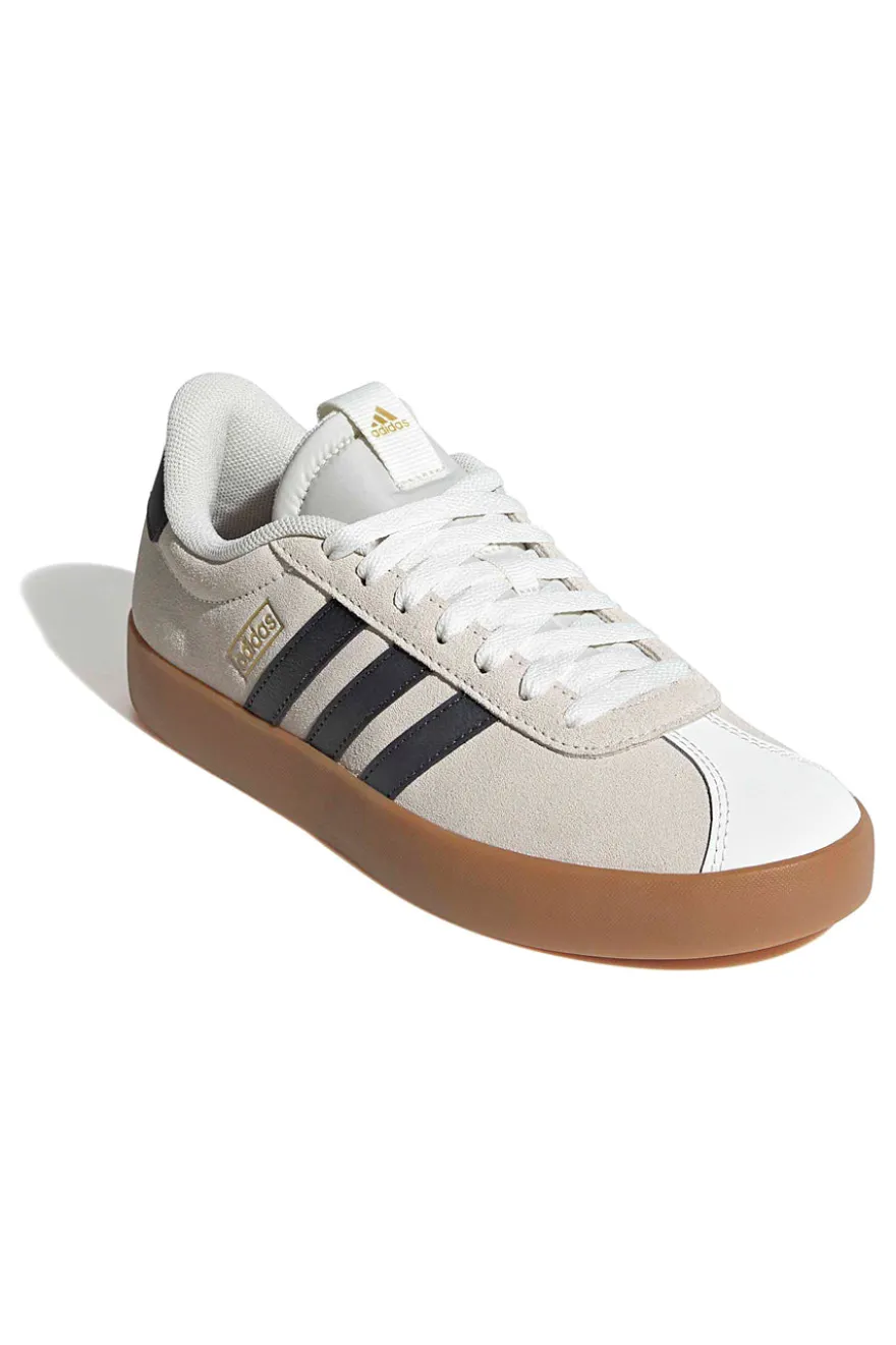 Sneakers beige con strisce nere e suola in gomma Adidas VL Court 3