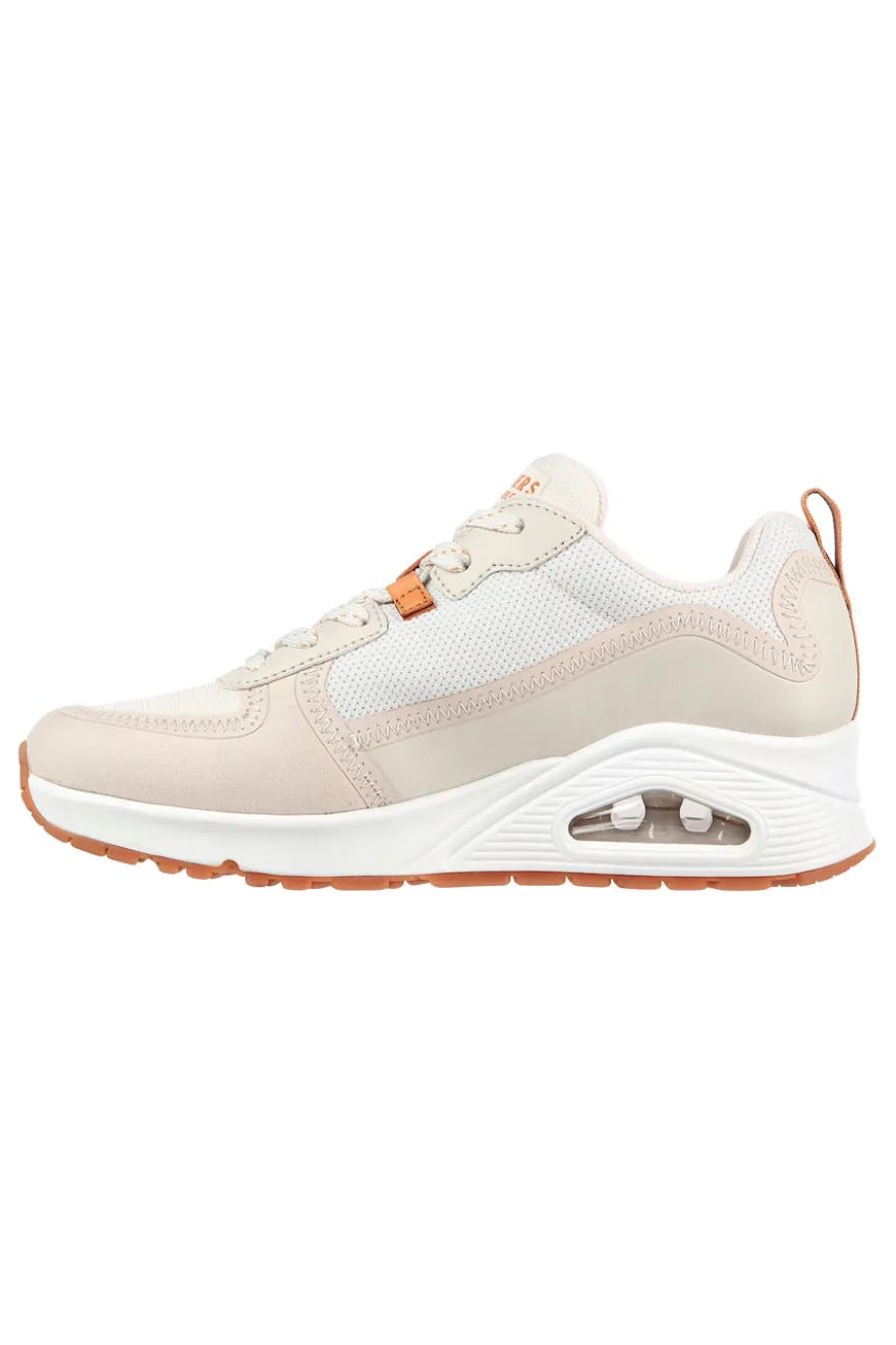 Sneakers beige con suola ad aria e Memory Foam Skechers Uno Layover