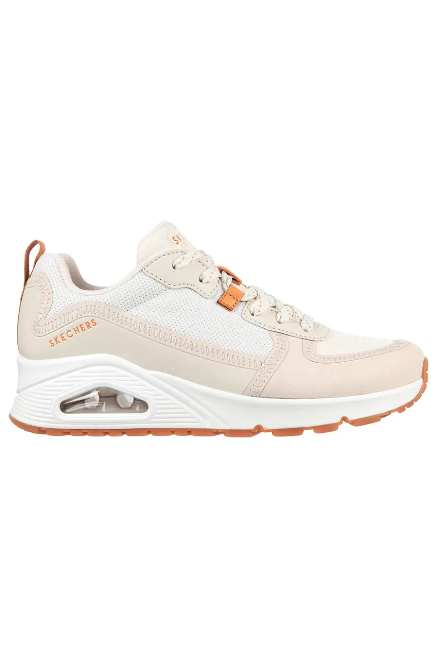 Sneakers beige con suola ad aria e Memory Foam Skechers Uno Layover