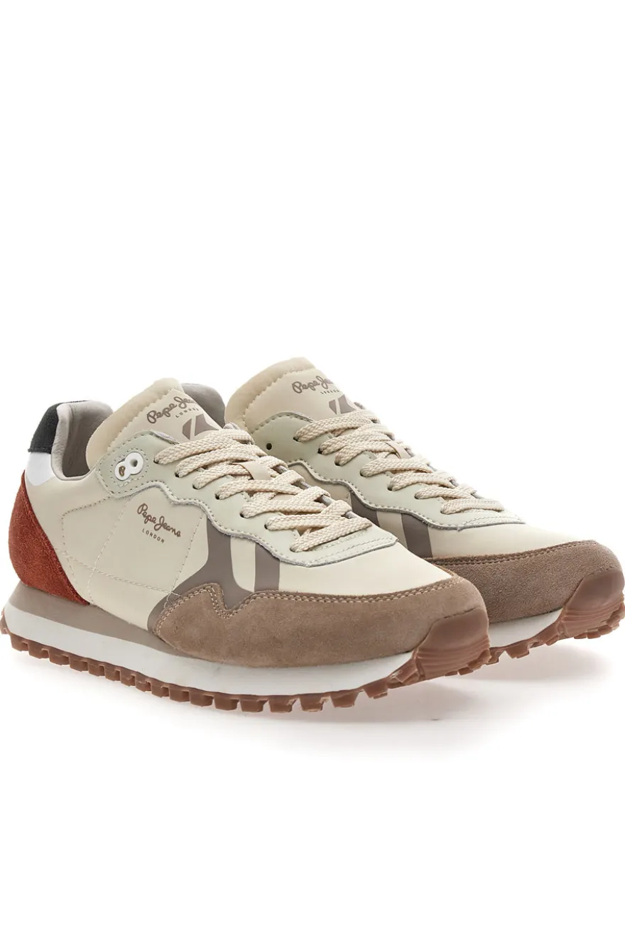Sneakers Beige con Tomaia in Pelle PEPE JEANS BRIT-ON MASTER M