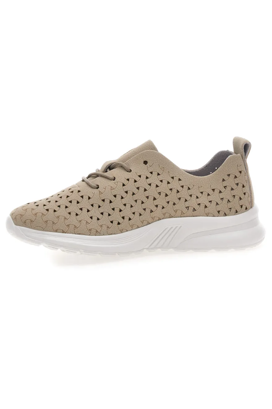 Sneakers Beige con Tomaia Traforata TALEMI BK25S861