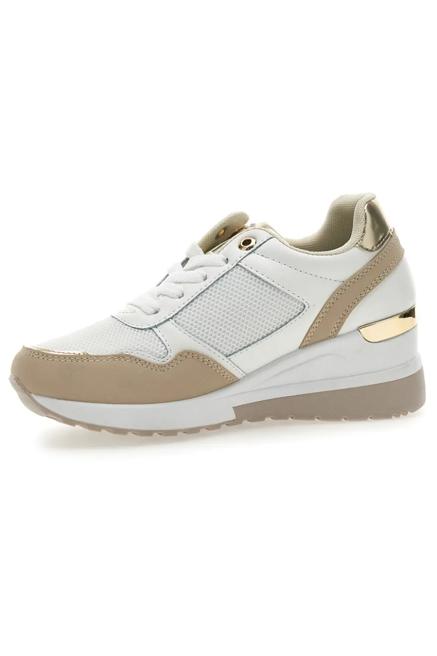 Sneakers Beige con Zeppa e Chiusura con Lacci e Cerniera Laura Biagiotti 8920