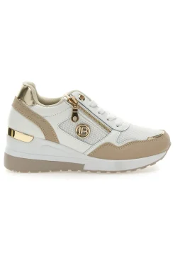 Sneakers Beige con Zeppa e Chiusura con Lacci e Cerniera Laura Biagiotti 8920
