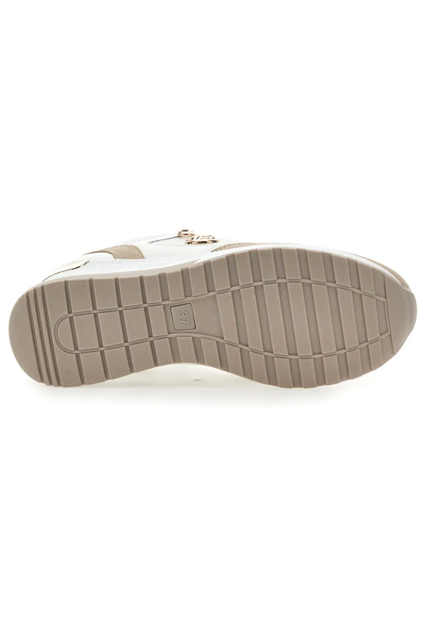 Sneakers Beige con Zeppa e Chiusura con Lacci e Cerniera Laura Biagiotti 8920