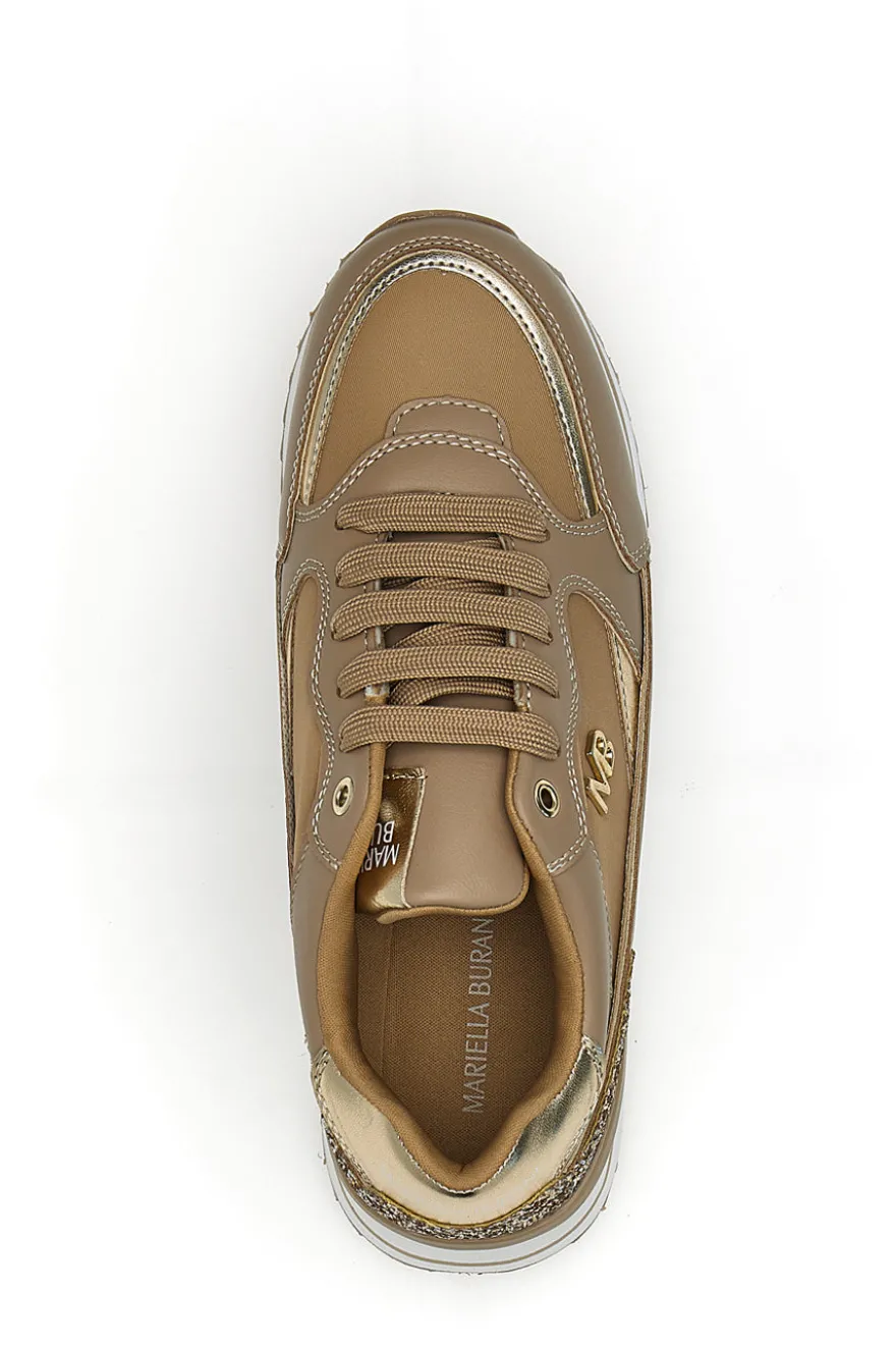 Sneakers beige con zeppa e inserti glitter Burani 51800C1133