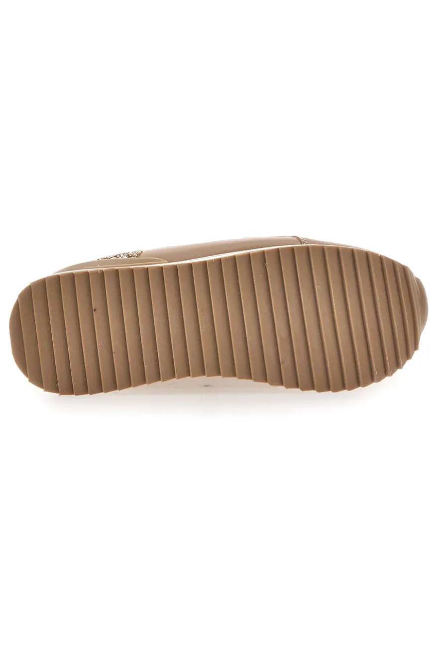 Sneakers beige con zeppa e inserti glitter Burani 51800C1133