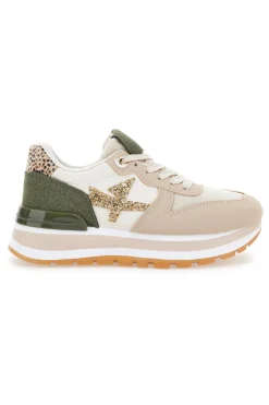 Sneakers Beige e Verdi con Platform Prima Riga 461